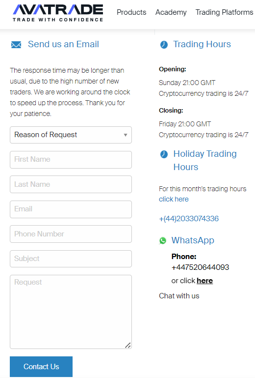 Avatrade ติดต่อ